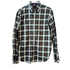 Banana Republic Organic Cotton‎ Untucked Fit Plaid Button Down Shirt